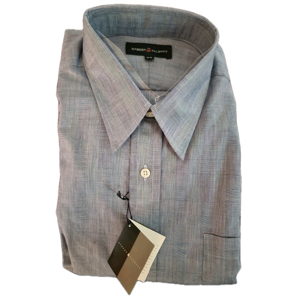 Robert Talbott 75th Anniv. Shirt 18-35 NWT Made‎ in USA Best of Class Blue Check